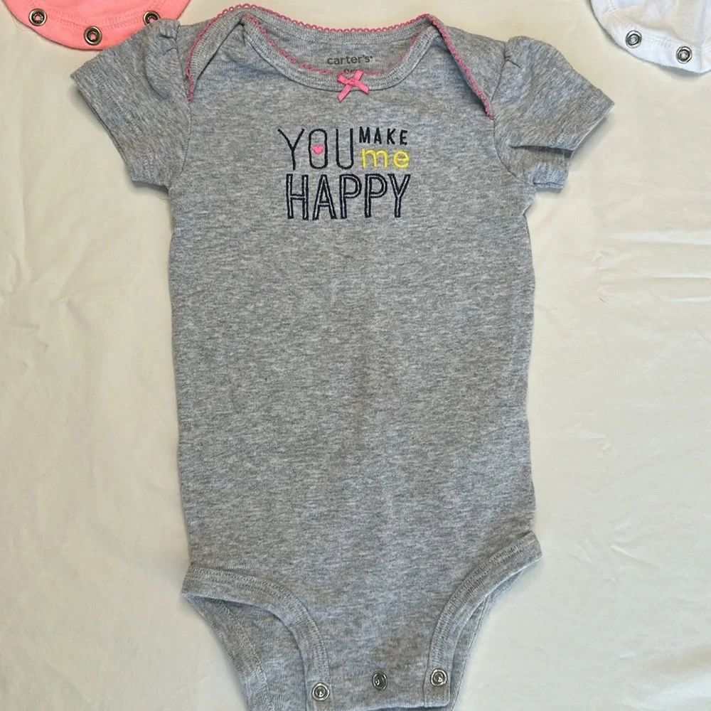 Carter's size 9 months bundle Pink and White Bodysuits Set for Everyday Comfort.